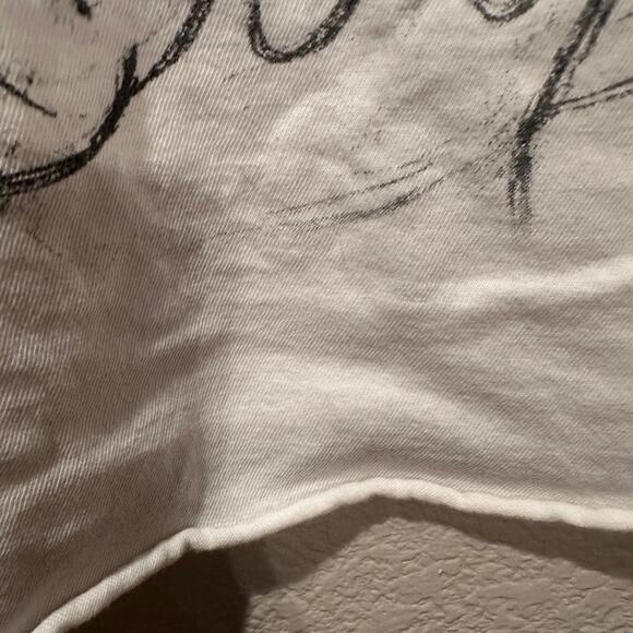 Disney Mickey Mouse sketch hi and bye raw hem cropped tee sz L - Picture 3 of 6